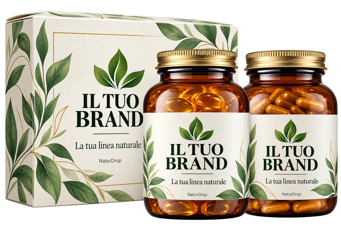 Esempio di box e barattoli coordinati con il tuo brand